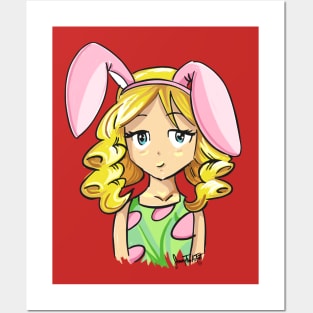 Happy Easter Bunny, Cute Face Girl Shirt Posters and Art